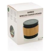 Bamboo wireless charger speaker, brown