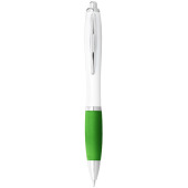 Nash kulspetspenna med vit kropp och färgat grepp - Vit/Limegrön