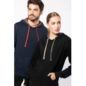 Unisex sweater met contrasterende capuchon met motief