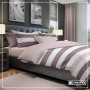 Bed Set Stripe Double beds - Plum / Mauve