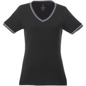 Elbert piqué dames t-shirt met korte mouwen - Zwart/Grijs gemeleerd/Wit - XS