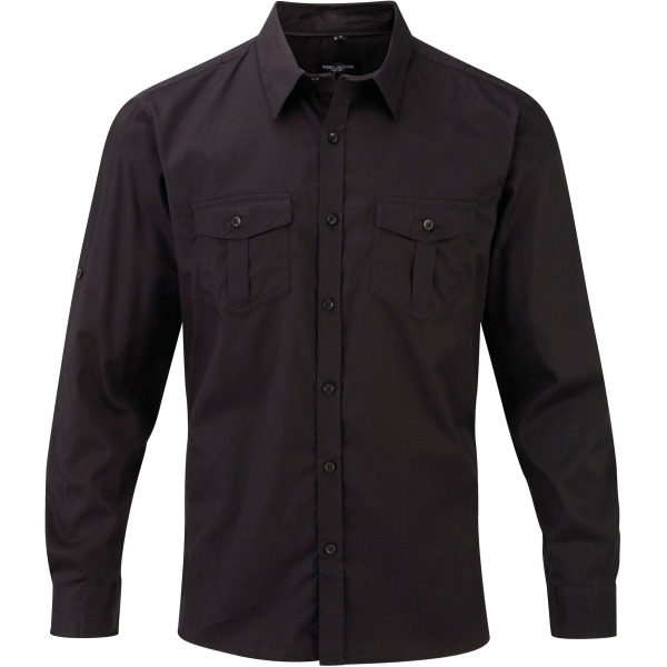 Men's Roll Sleeve Shirt - Long Sleeve Black 3XL