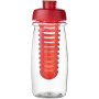 H2O Active® Pulse 600 ml flip lid sport bottle & infuser - Transparent/Red