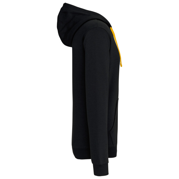 Herensweater met rits en capuchon in contrasterende kleur Black / Yellow S