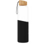SCX.design D21 fles van borosilicaatglas van 550 ml met gerecyclede siliconen hoes en bamboe deksel - Zwart