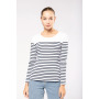 Gestreept dames-t-shirt lange mouwen Navy / White Stripes XS