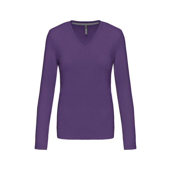 Dames t-shirt V-hals lange mouwen Purple 3XL