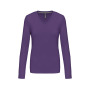 Dames t-shirt V-hals lange mouwen Purple L