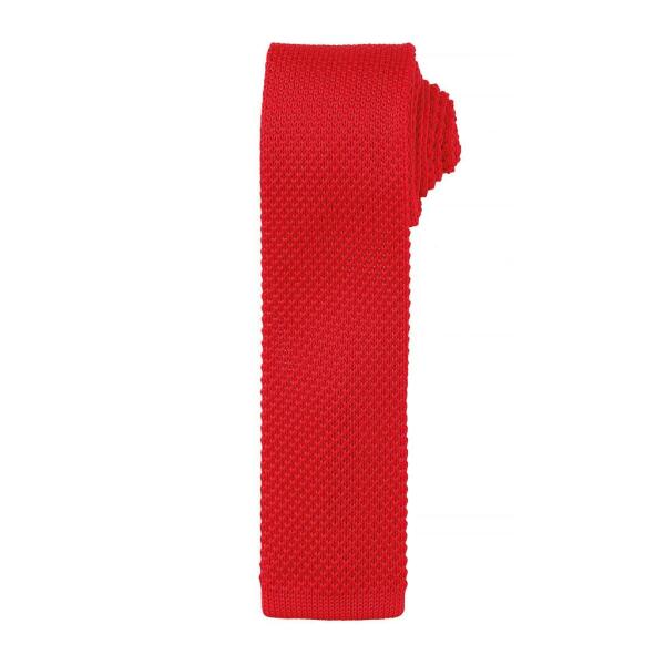 Slim Knitted Tie, Red, ONE, Premier