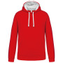 Hooded sweater met gecontrasteerde capuchon Red / White 3XL