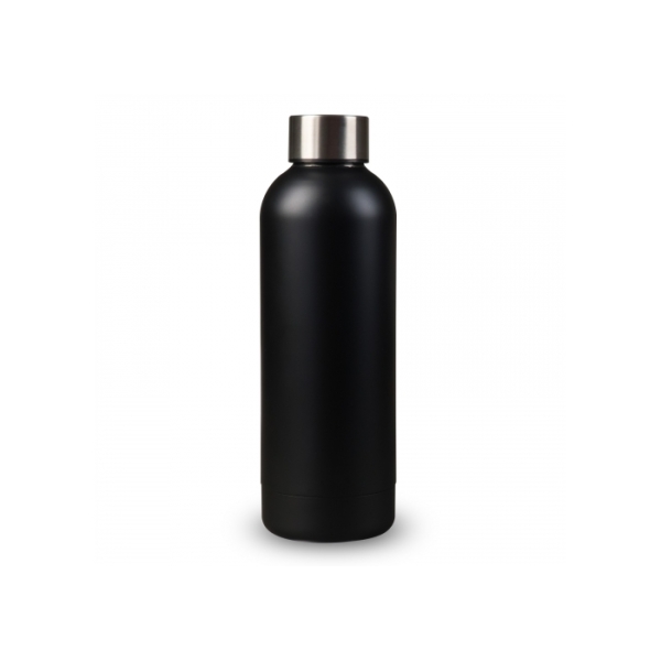 Dubbelwandige vacuüm fles met matte-look 500ml - Zwart