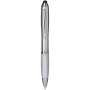 Nash stylus ballpoint with coloured grip - Silver/White