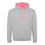AWDis SuperBright Hoodie, Heather Grey/Electric Pink, L, Just Hoods