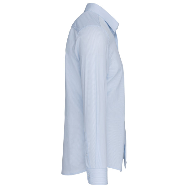 Langärmeliges Popeline-Herrenhemd Striped Pale Blue / White XXL