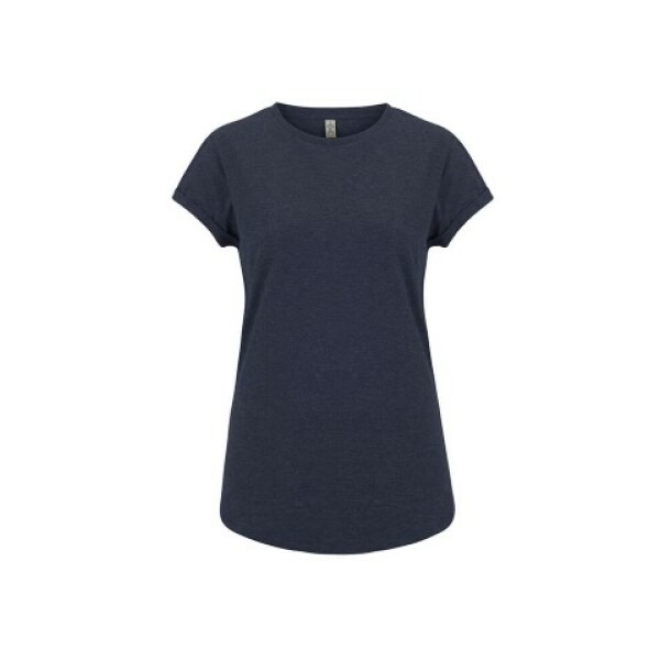 WOMEN'S ROLLED SLEEVE RECYCLED  T Melange Navy S