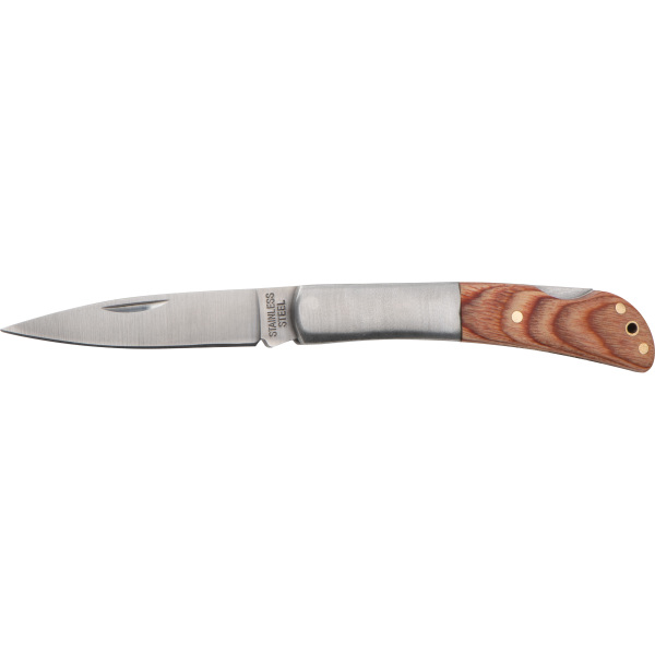 Folding knife with wooden handle