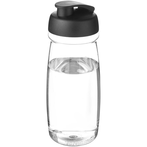 H2O Active® Pulse 600 ml flip lid sport bottle - Transparent/Solid black