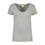 L&S T-shirt V-neck cot/elast SS for her grey heather S