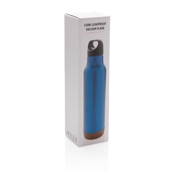 Cork leakproof vacuum flask, blue