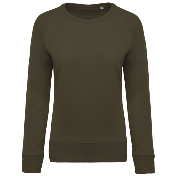 Damessweater BIO ronde hals raglanmouwen Mossy Green XS