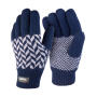 Pattern Thinsulate Glove - Navy/Grey - S/M