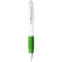 Nash ballpoint pen white barrel and coloured grip - White/Lime