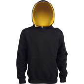 Kinder hooded sweater met gecontrasteerde capuchon Black / Yellow 12/14 jaar