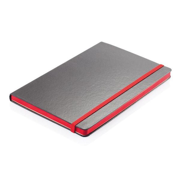 Deluxe hardcover A5 notitieboek met gekleurde zijde, rood