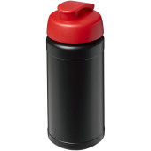 Baseline® Plus 500 ml flip lid sport bottle - Solid black/Red