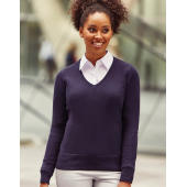 Ladies’ V-Neck Knitted Pullover - Charcoal Marl
