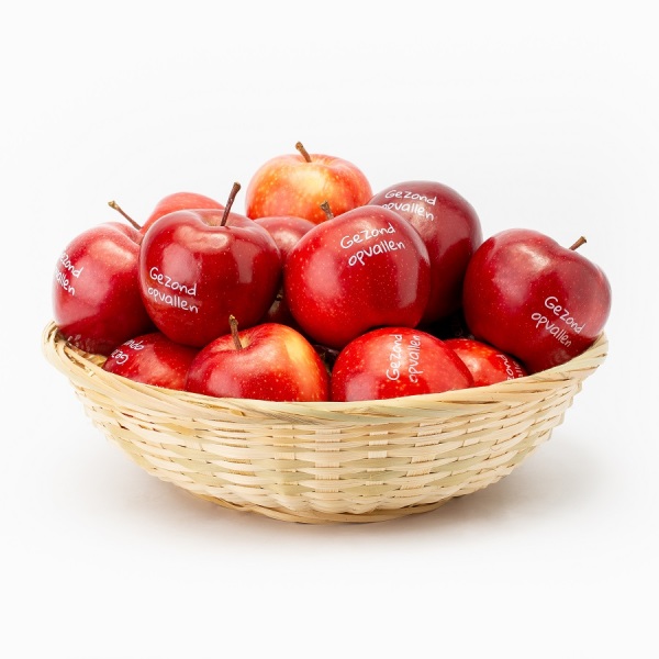 Fruitmand incl. 18 appels met bedrukking