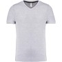Heren-t-shirt piqué V-hals Oxford Grey / Navy / White S