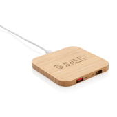 Bambus 5W trådløs oplader med USB port, brun