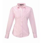 Ladies Long Sleeve Poplin Blouse, Pink, 16, Premier