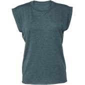 Ladies' flowy rolled-cuff T-shirt Heather Deep Teal M