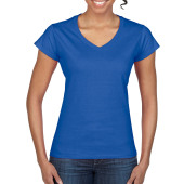 Gildan T-shirt V-Neck SoftStyle SS for her Royal Blue XXL