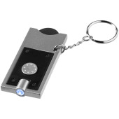 Allegro LED sleutelhanger met munthouder en lampje - Zwart/Zilver