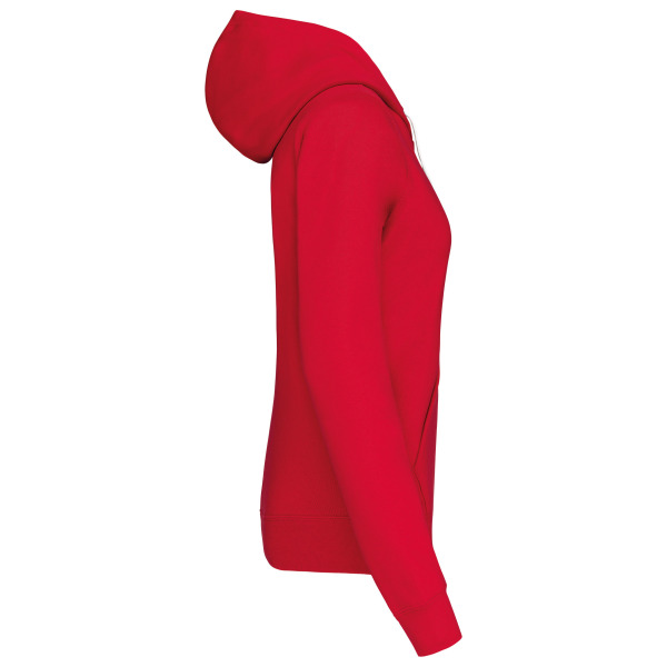 Damessweater met capuchon in contrasterende kleur Red / White XL