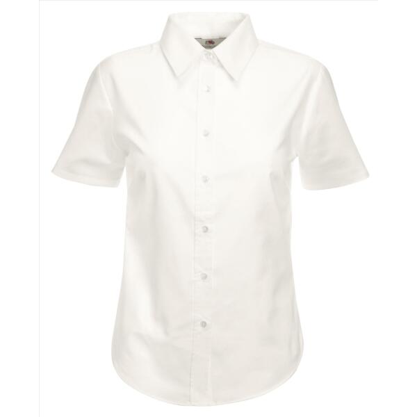 FOTL Lady-Fit Shortsleeve Oxford Shirt, White, XS
