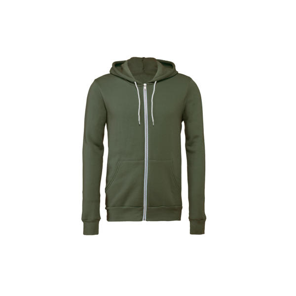 Unisex Poly-Cotton Full Zip Hoodie - Military Green - XS