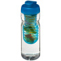 H2O Active® Base 650 ml sportfles en infuser met flipcapdeksel - Transparant/Aqua blauw