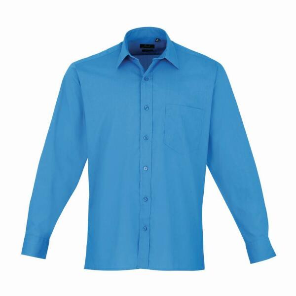 Long Sleeve Poplin Shirt, Sapphire Blue, 17.5, Premier