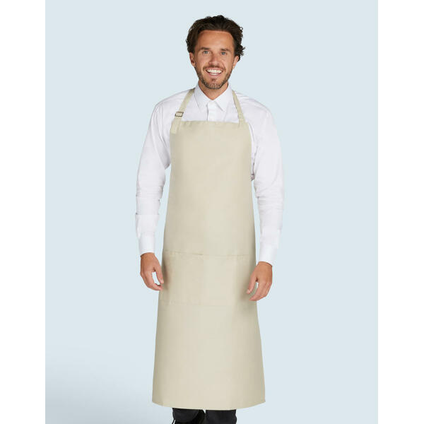 AMSTERDAM - Recycled Bib Apron with Pocket - White - One Size
