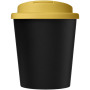 Americano® Espresso Eco 250 ml recycled tumbler with spill-proof lid - Solid black/Yellow