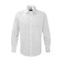 Fitted Long Sleeve Stretch Shirt - White - 4XL