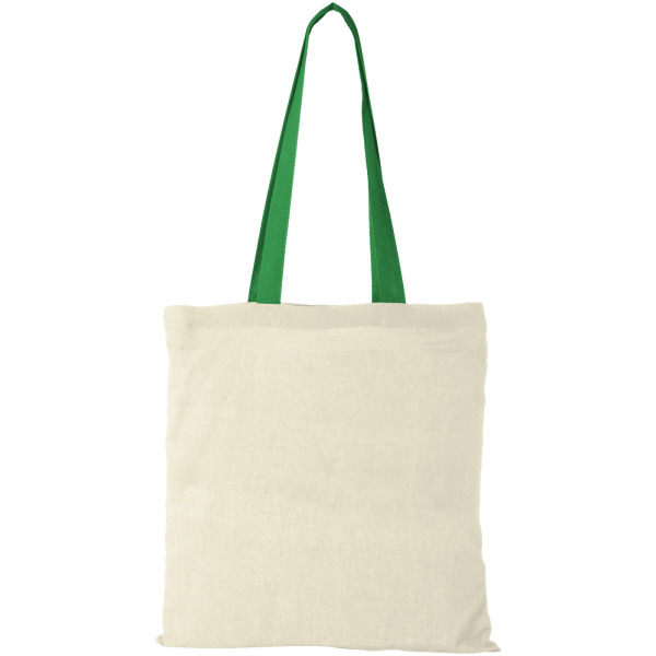 Nevada 100 g/m² cotton tote bag coloured handles 7L - Natural/Bright green