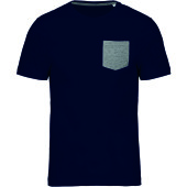 T-shirt BIO-katoen met borstzakje Navy / Grey Heather M