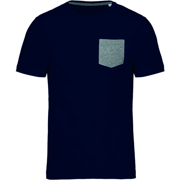 T-shirt BIO-katoen met borstzakje Navy / Grey Heather S