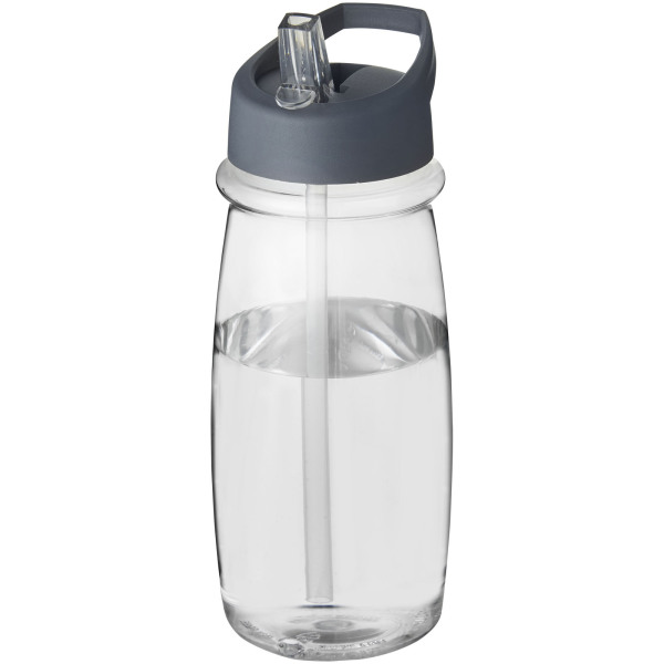 H2O Active® Pulse 600 ml spout lid sport bottle - Transparent/Storm grey