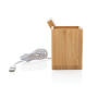 Calgary bamboe 5W draadloze oplader met pen houder, bruin